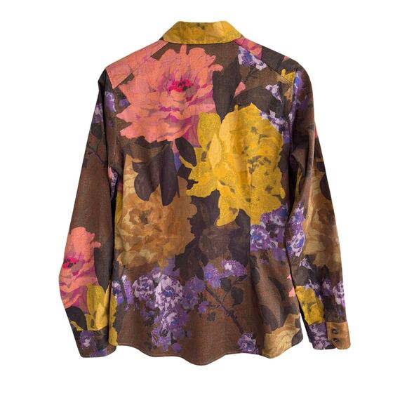 Etro Shirt Floral Print Cotton Stretch Size 46 Large Long Sleeve Button Up - Picture 3 of 6